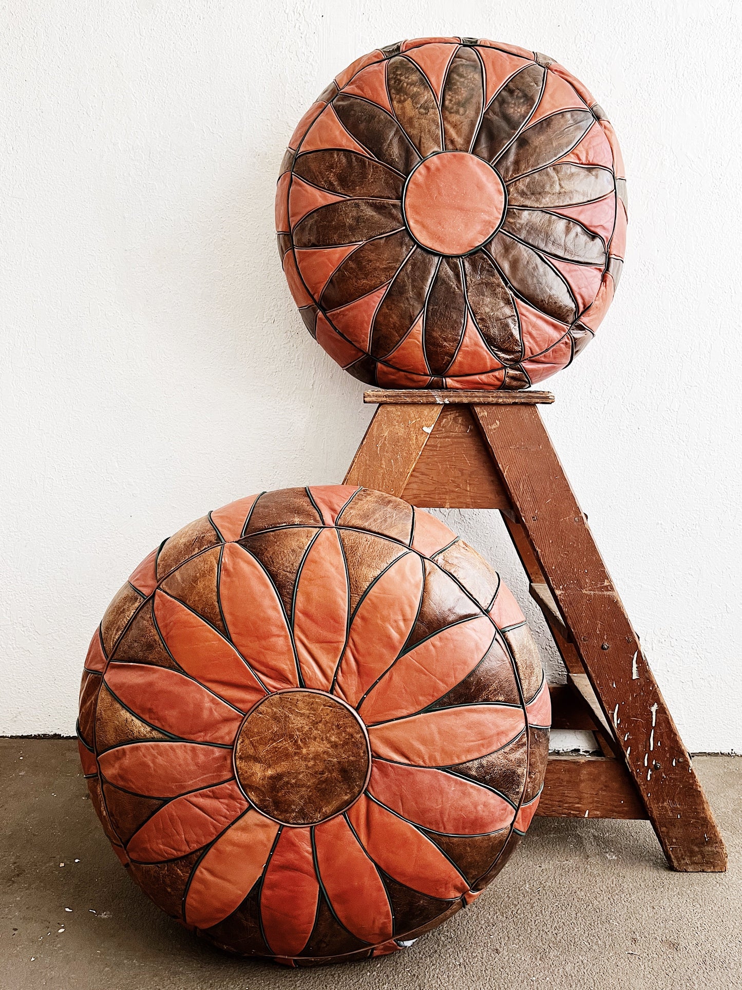 Vintage Leather Pouf