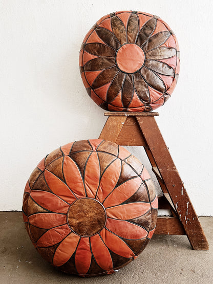 Vintage Leather Pouf