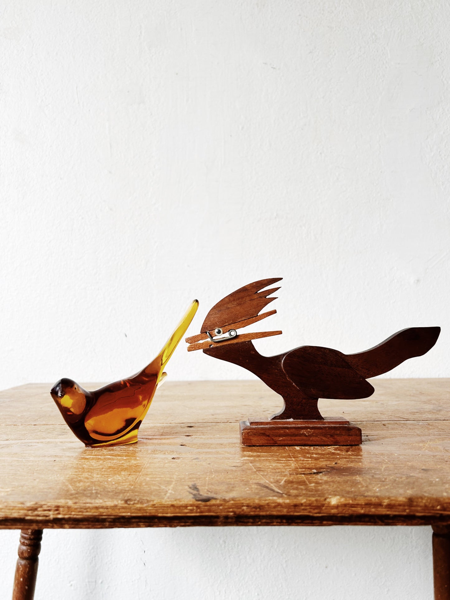 Mid Century Amber Glass Bird
