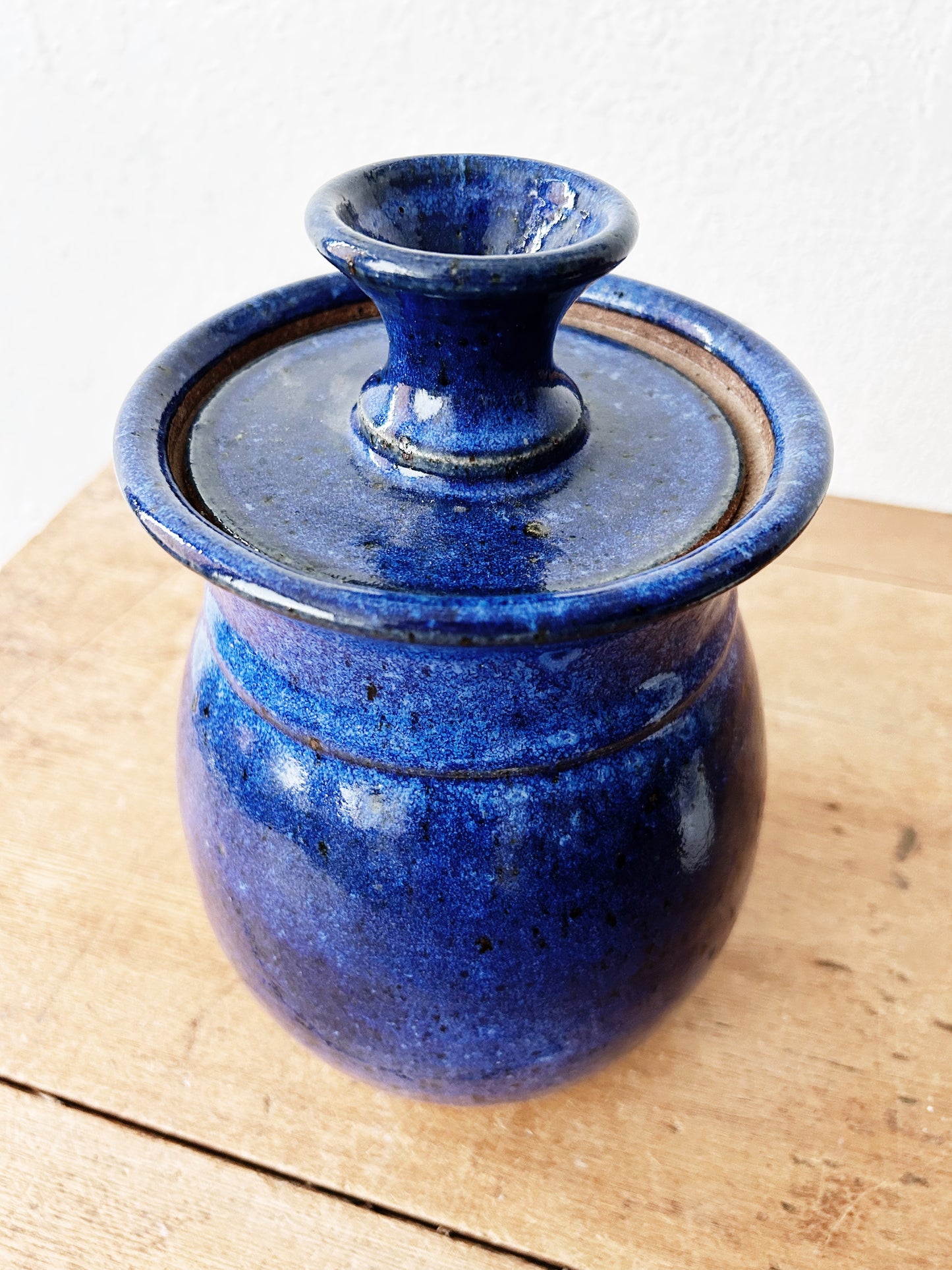 Vtg Cobalt Studio Pottery Canister
