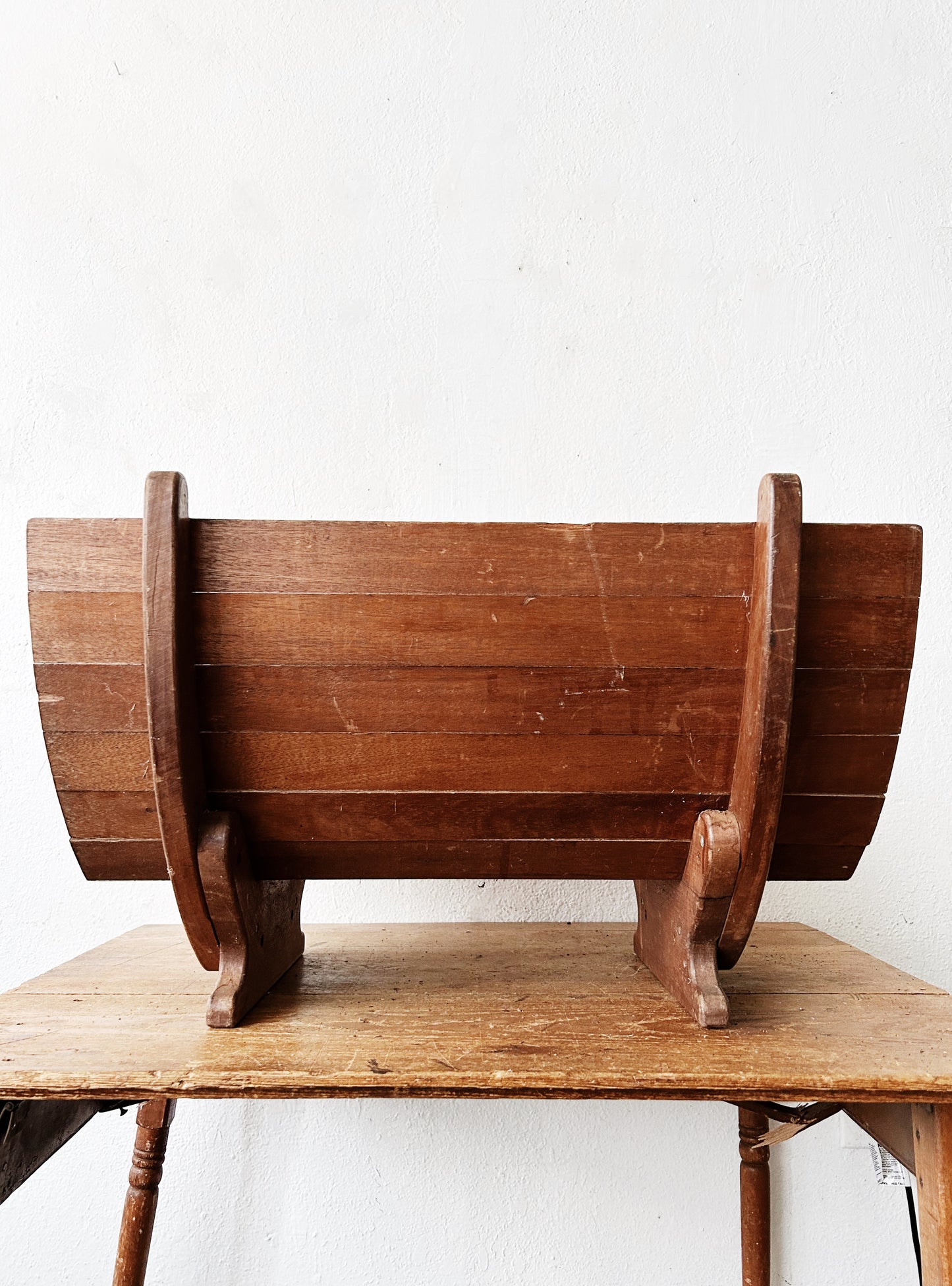Large Vtg Wood Log Holder