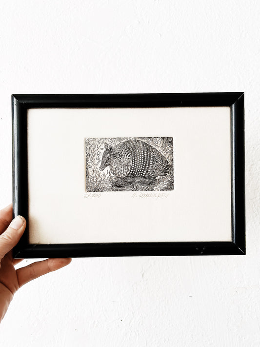 Vtg Original Armadillo Etching
