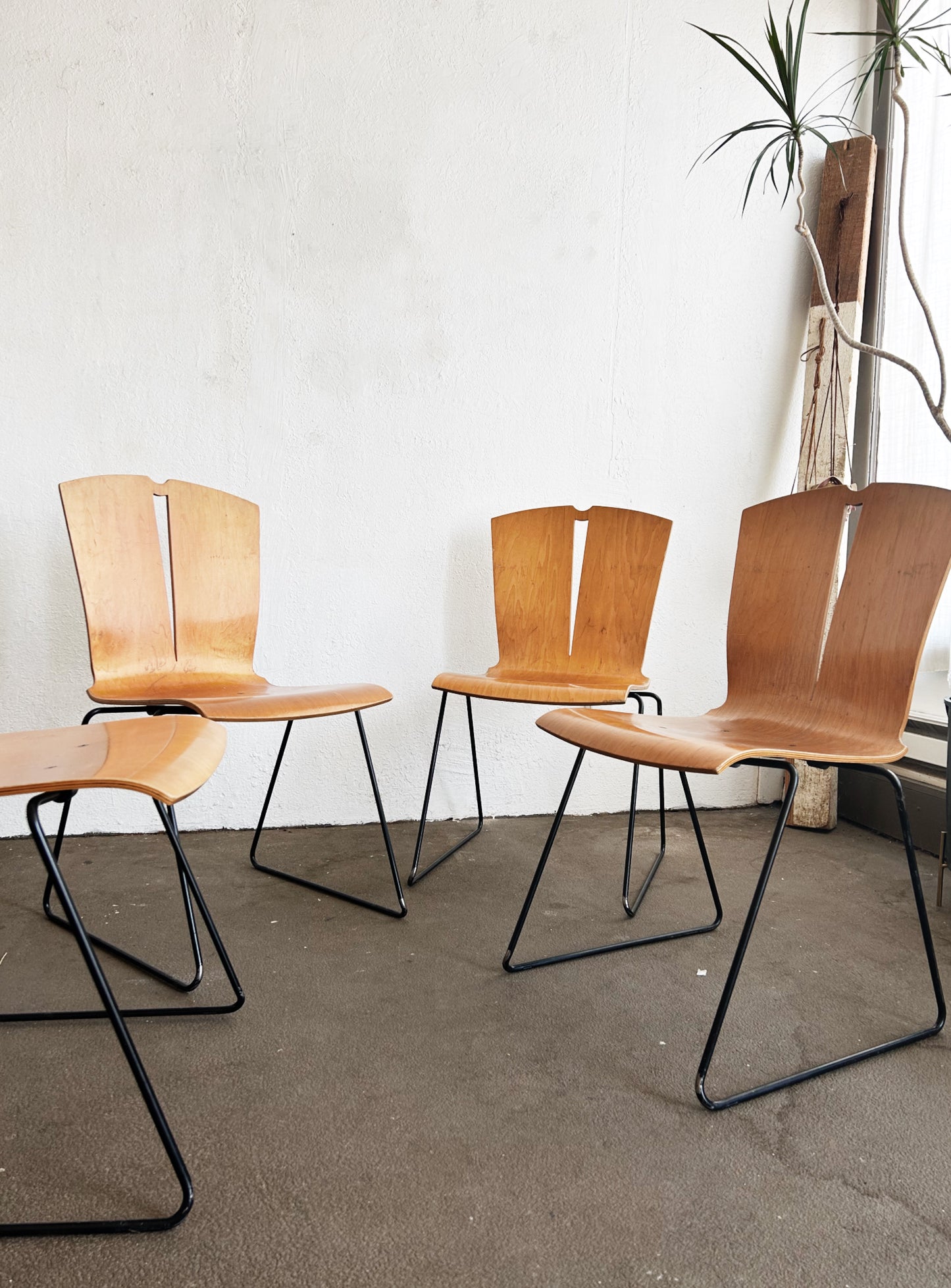 Mid Century Falcon Co Stacking Chairs Set of Four