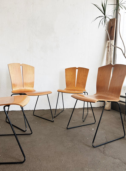 Mid Century Falcon Co Stacking Chairs Set of Four