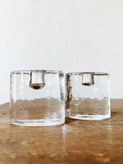 Vintage Blenko Chunky Glass Candleholders