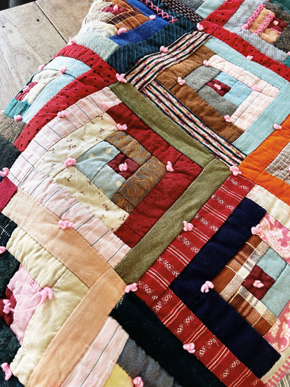 Antique Hand Sewn Log Cabin Quilt