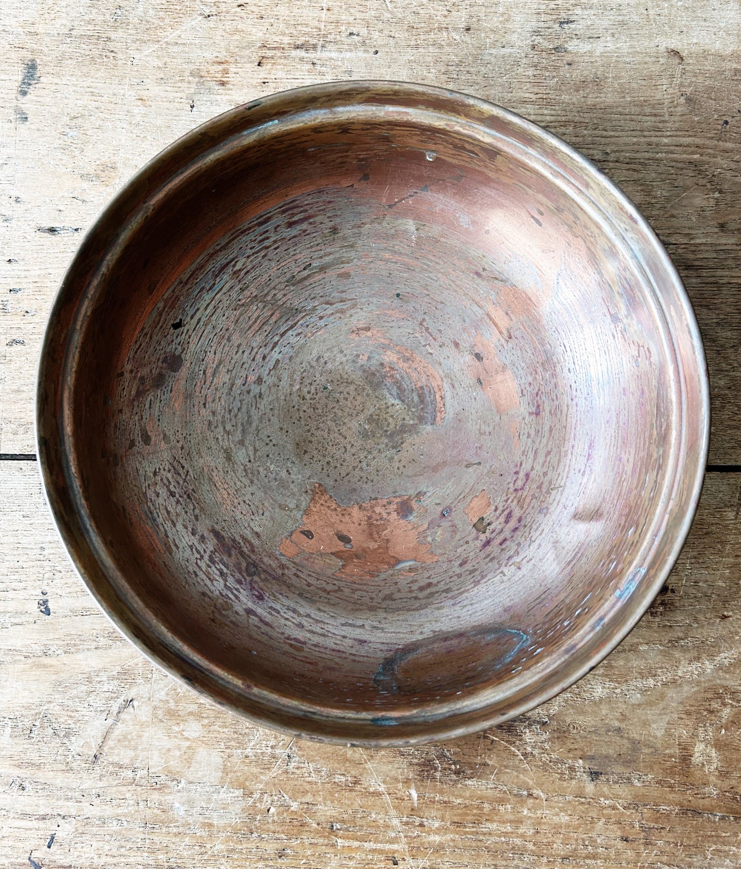 Antique Shallow Copper Bowl