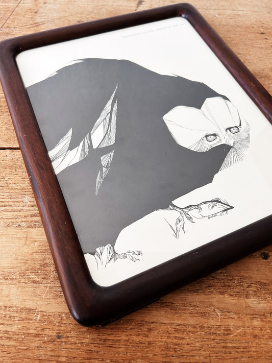 Vintage Framed Owl Print