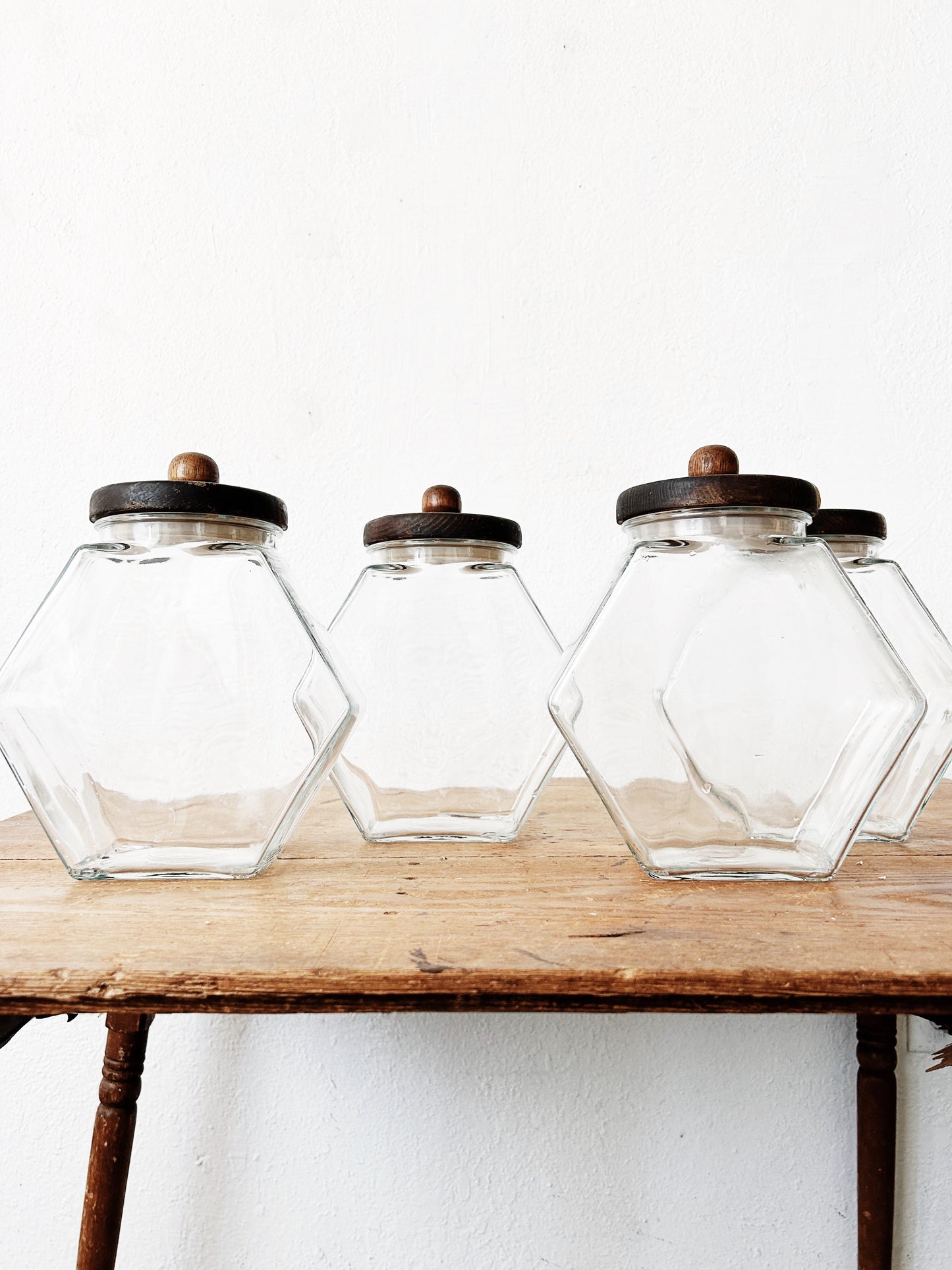 1970’s Glass Canister Set With Rack