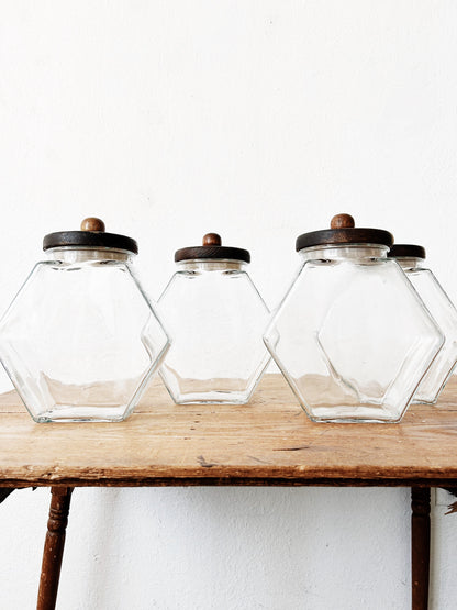 1970’s Glass Canister Set With Rack