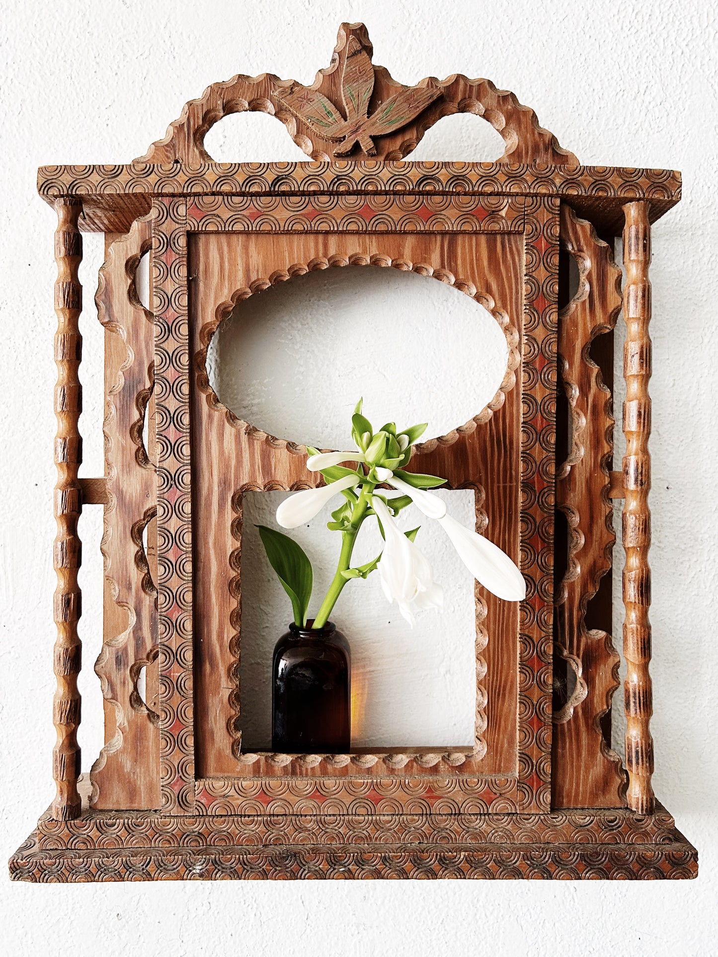 Antique Carved Wood Clock Box