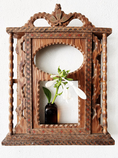 Antique Carved Wood Clock Box
