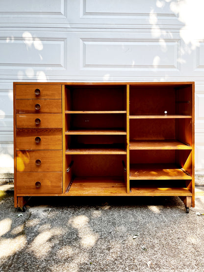 Handmade Rolling Shelf with Drawers