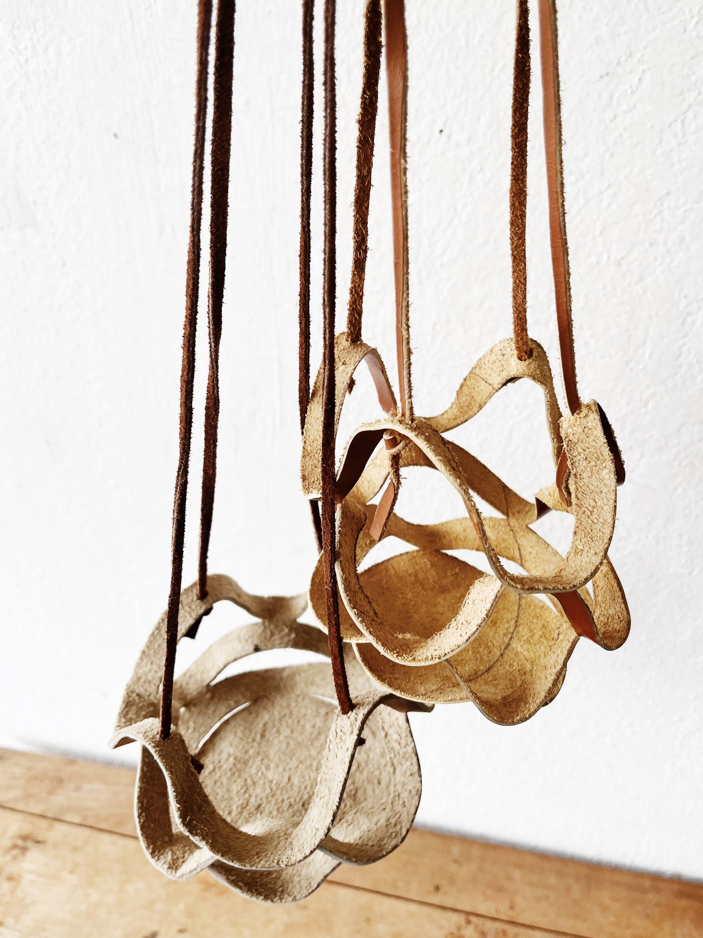 Handmade Leather Plant Holder and Pot