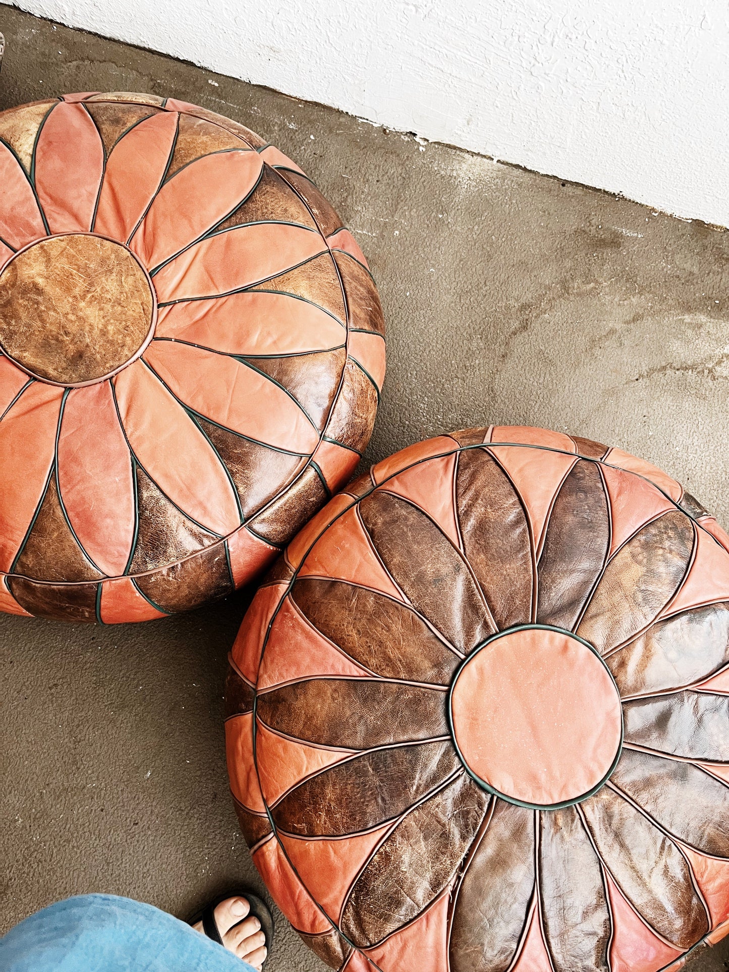 Vintage Leather Pouf