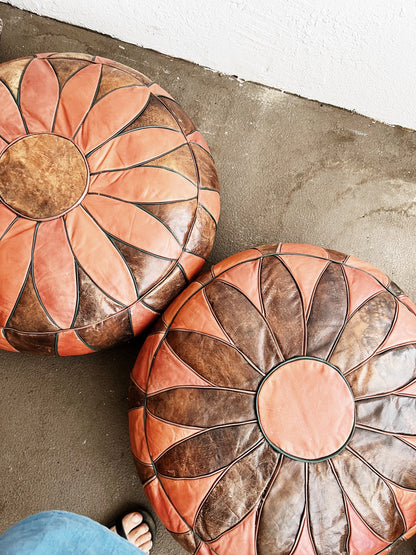 Vintage Leather Pouf