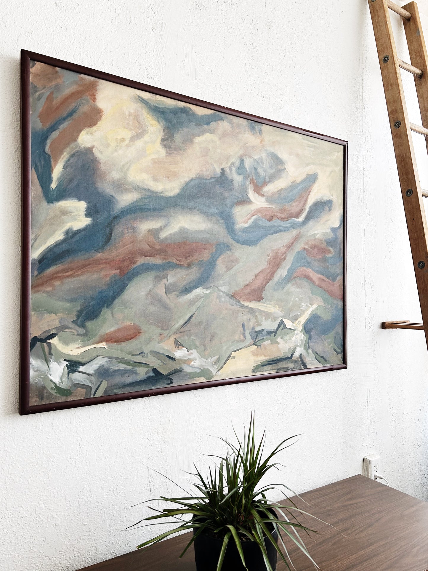 Large Original Vintage Framed Abstract Painting
