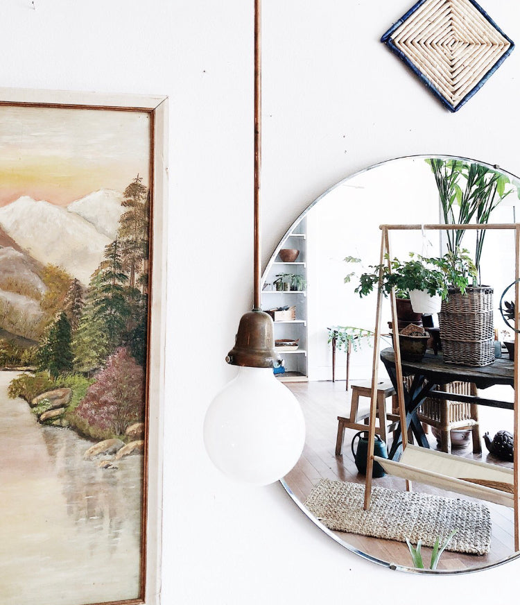 Vintage Round Industrial Edge Mirror