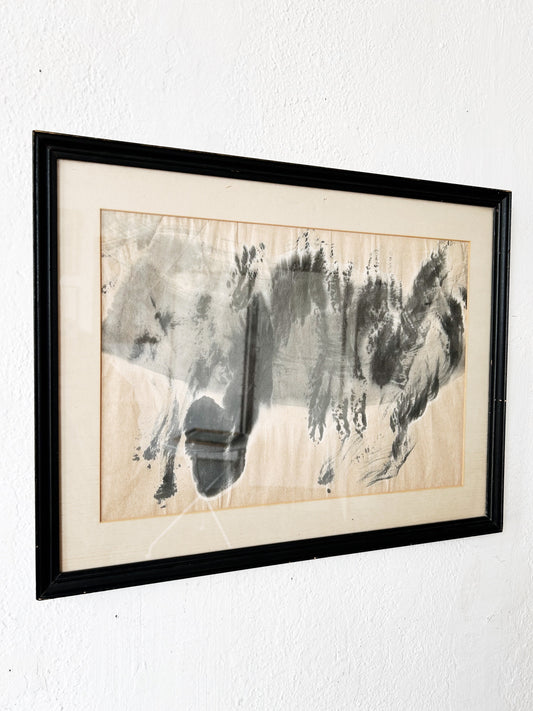 Antique Framed Sumi Painting