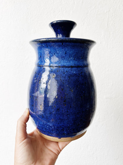Vtg Cobalt Studio Pottery Canister