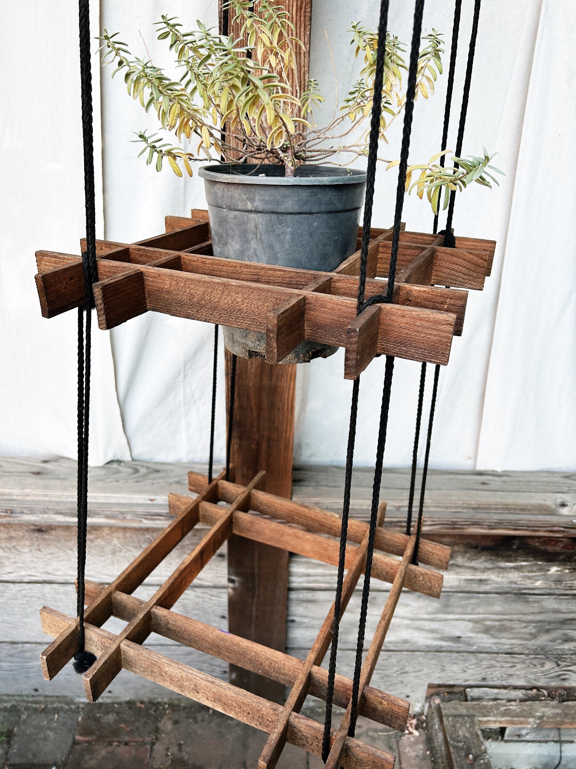 wooden hanging plant bracket Vintage Grid Plant Hanger – Maven Collective