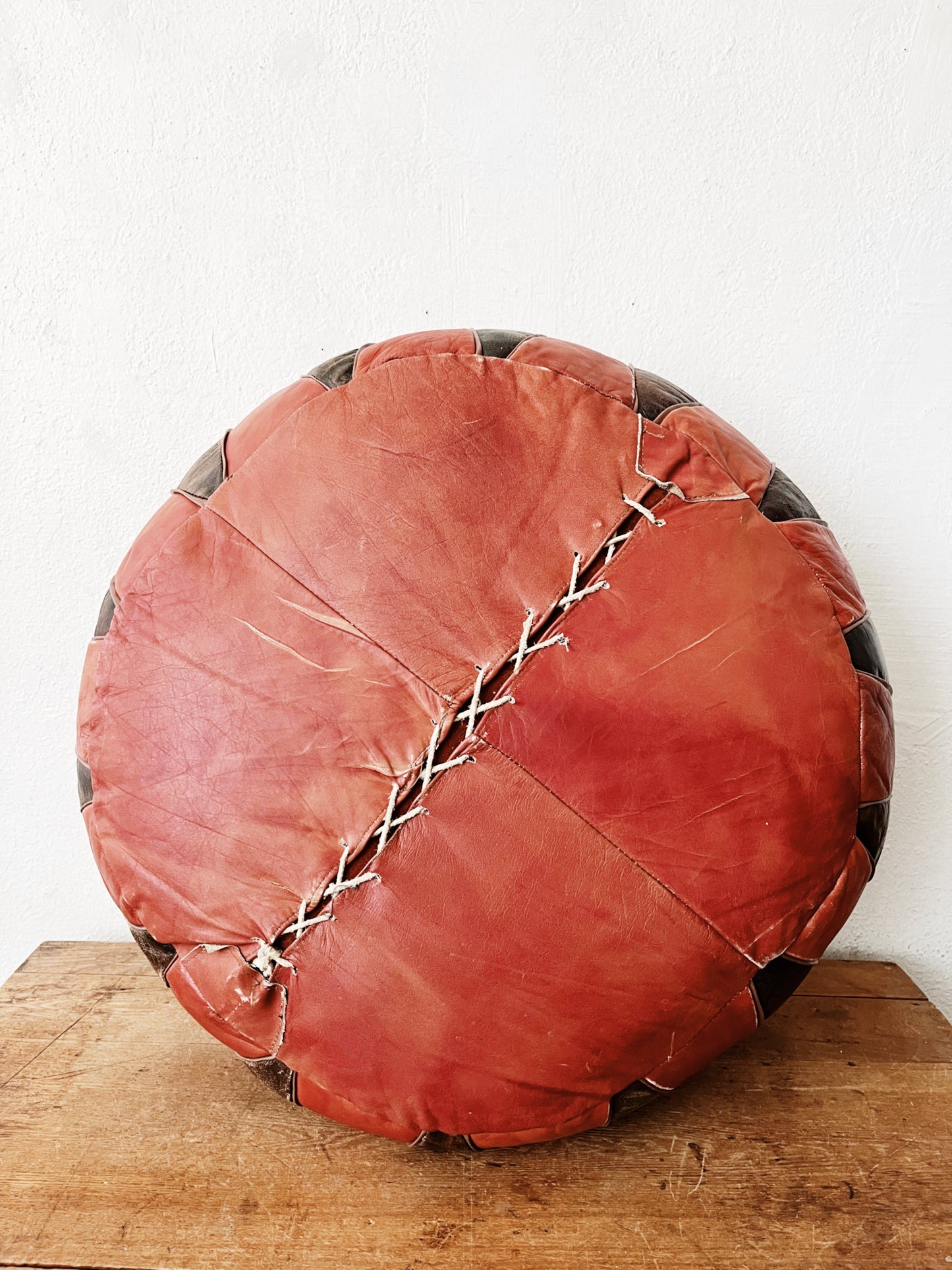 Vintage Leather Pouf