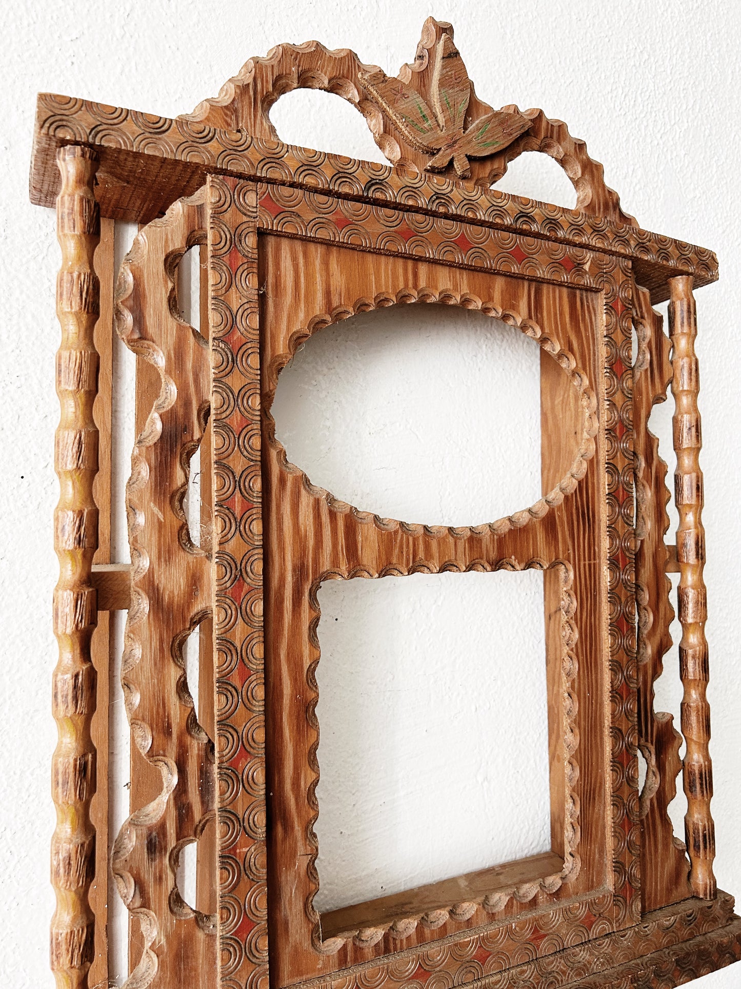 Antique Carved Wood Clock Box