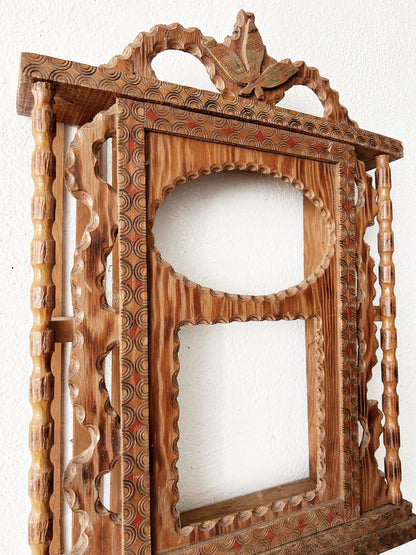 Antique Carved Wood Clock Box