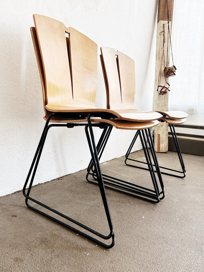 Mid Century Falcon Co Stacking Chairs Set of Four