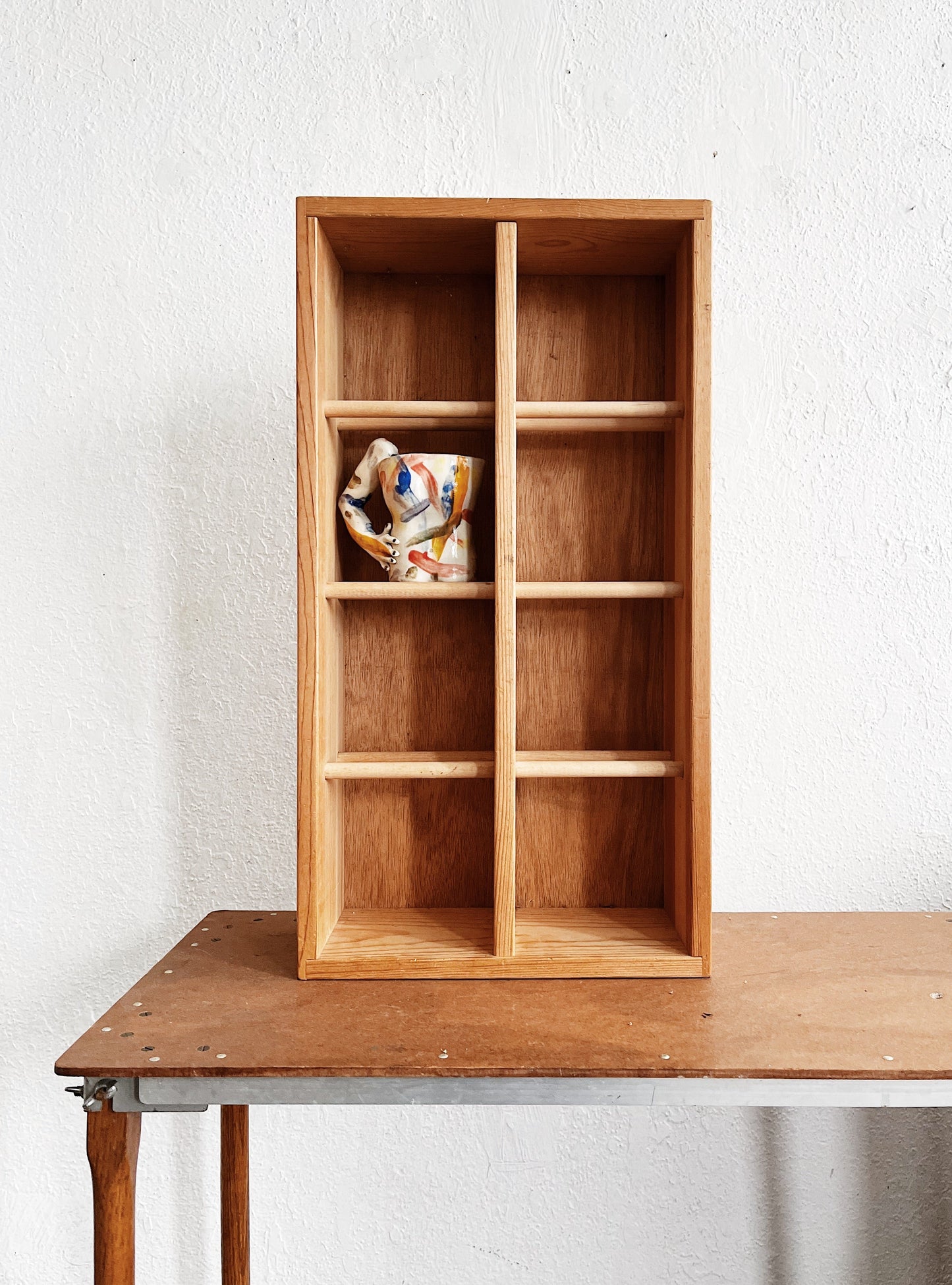 Vintage Wood Cubby Shelf