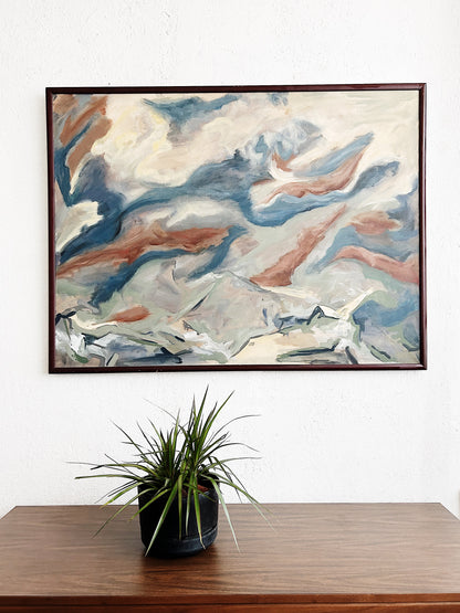 Large Original Vintage Framed Abstract Painting