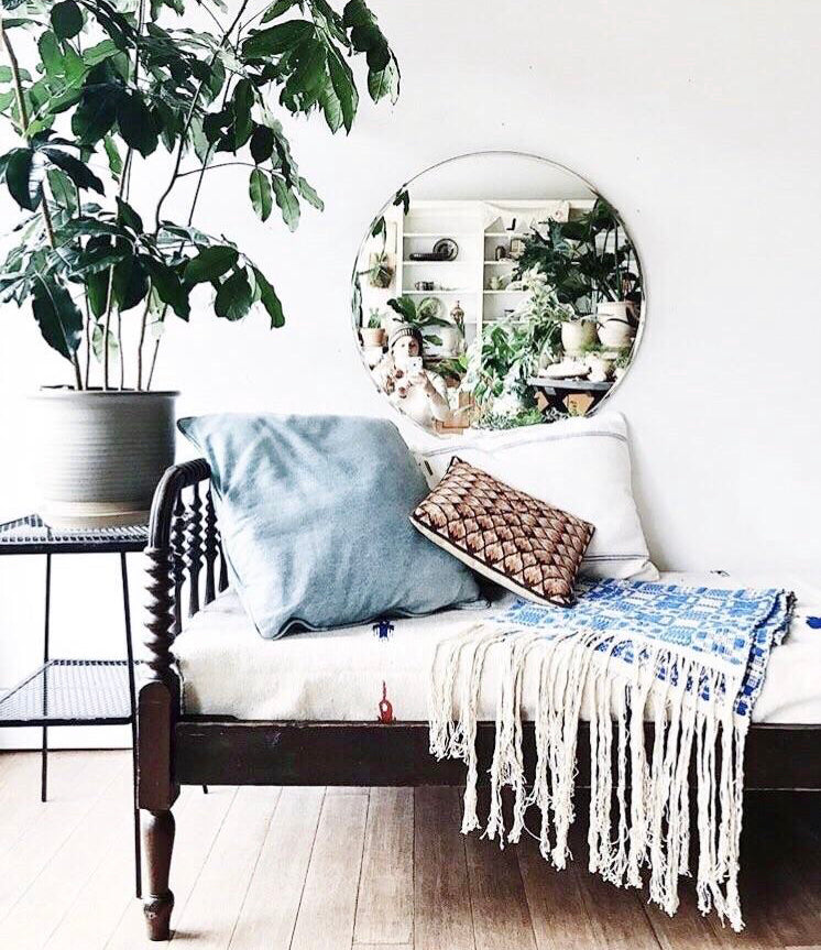 Vintage Round Industrial Edge Mirror