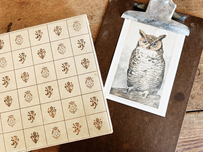 Antique Clipboard with Owl Print