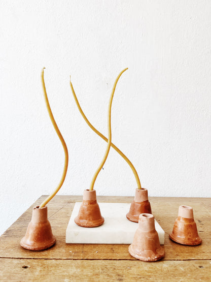 Handmade Terracotta Candle Holders with Candles