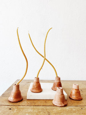 Handmade Terracotta Candle Holders with Candles