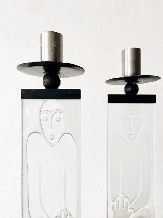 J Vargas Art Glass Candlesticks