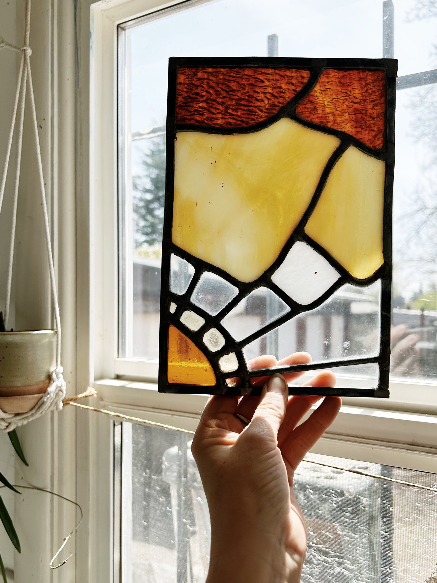 Vintage Leaded Stained Glass Panel
