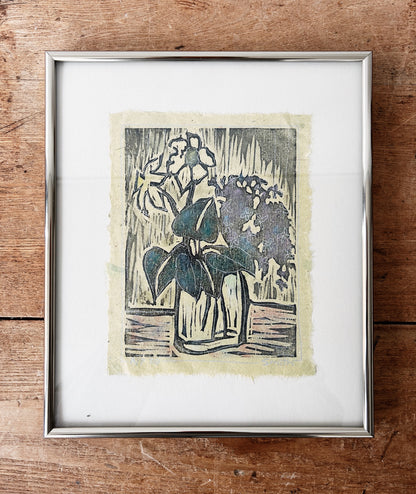 Vintage Wood Block Print on Handmade Paper