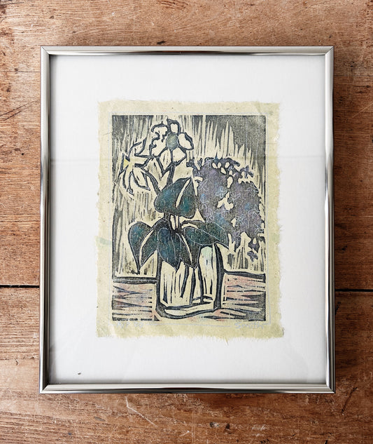 Vintage Wood Block Print on Handmade Paper