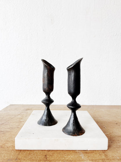 Vintage Primitive Iron Candlesticks