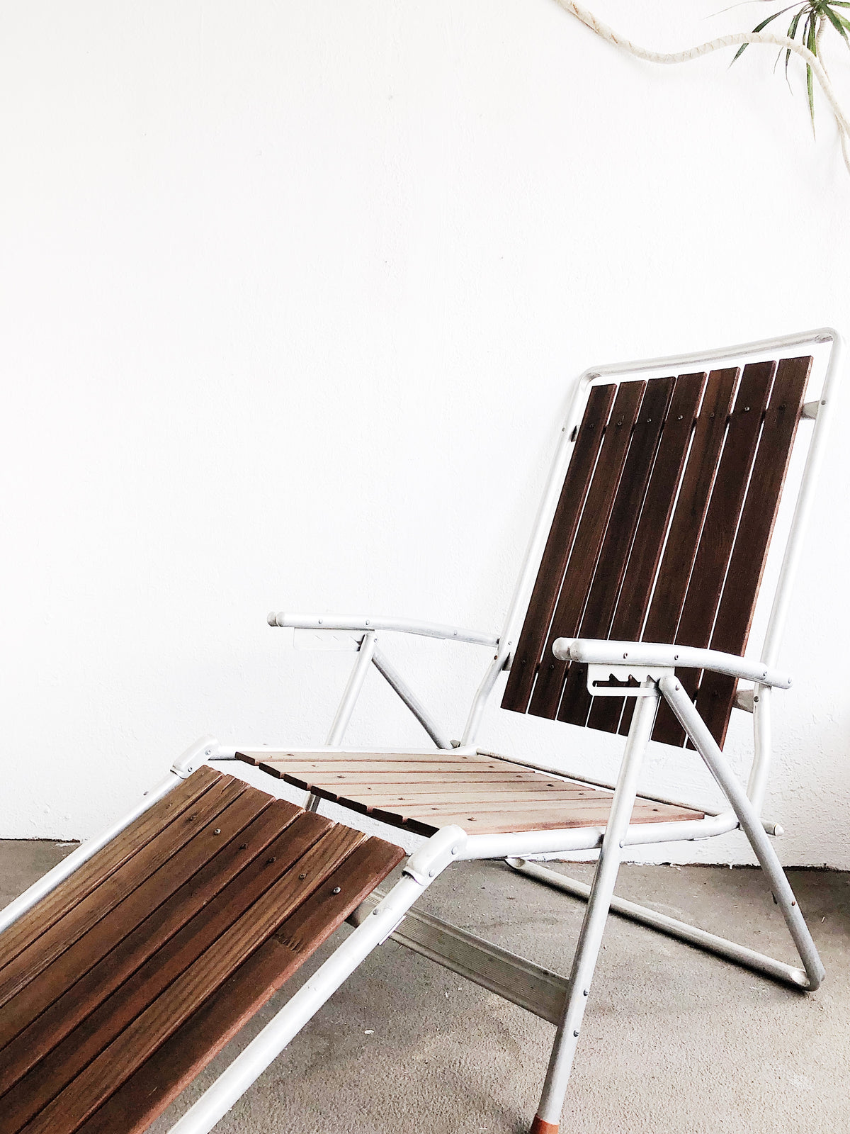 Vintage Aluminum and Redwood Lounge Chair