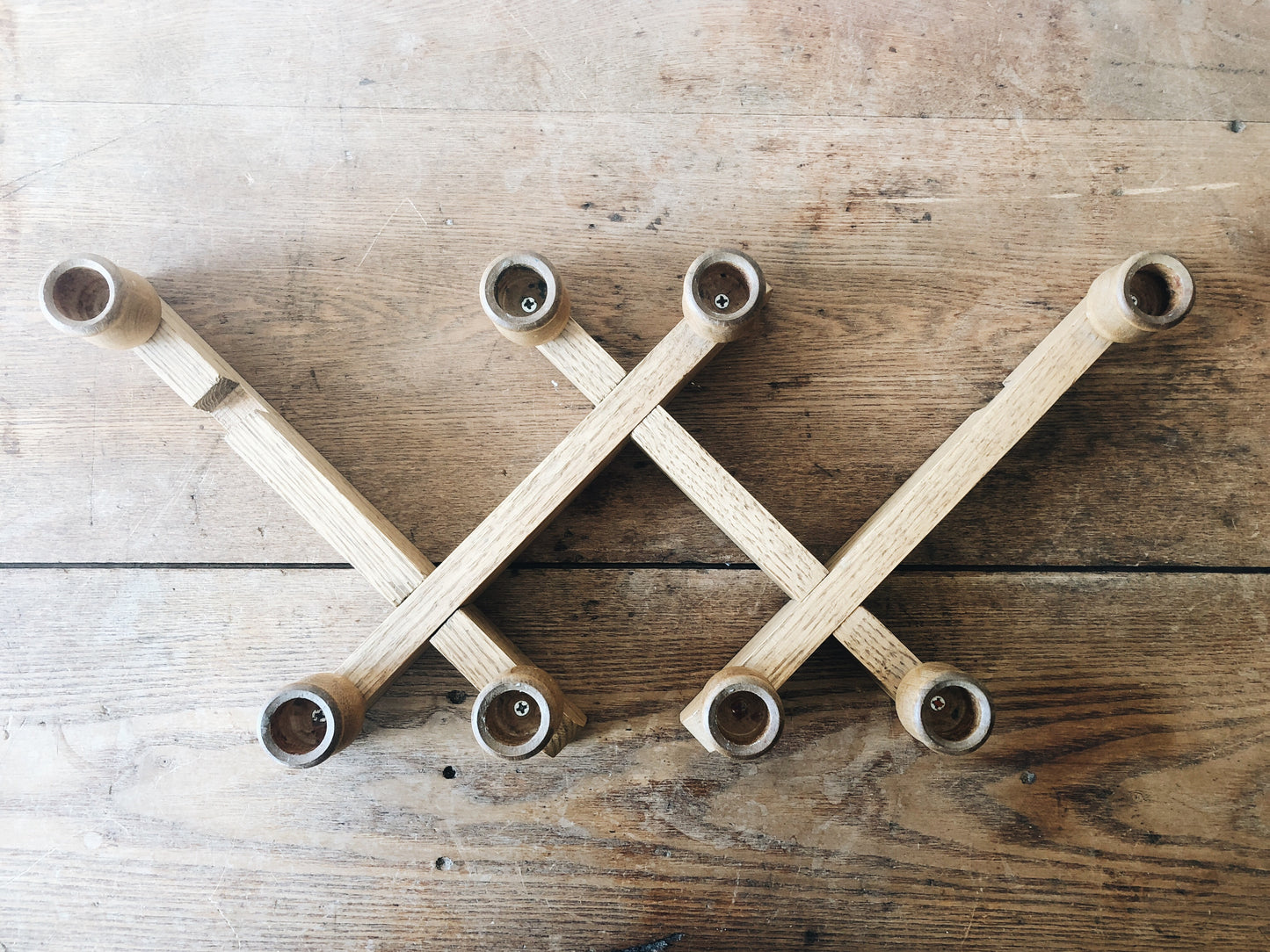 Vintage Wooden Adjustable Candelabra