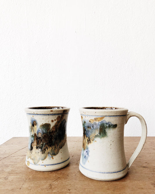 Vintage Pottery Mug Pair
