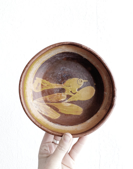 Vintage Hand Painted Clay Dish Mexico