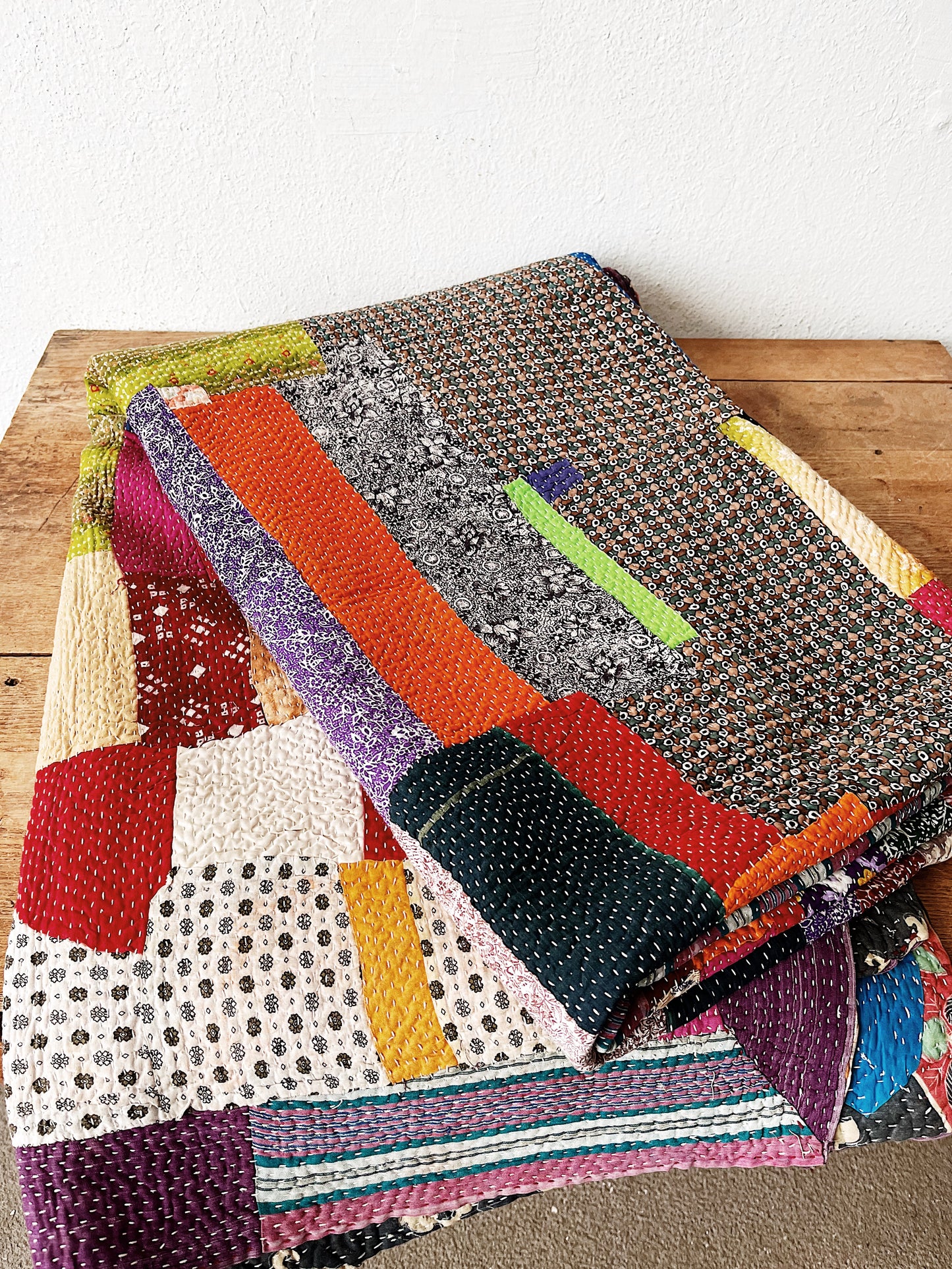 Handmade Cotton Kantha Quilt