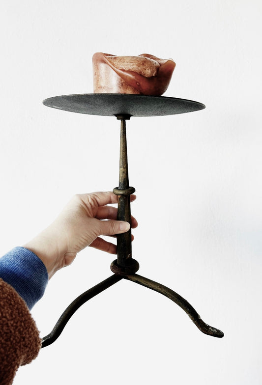 Large Vintage Iron Candle Holder