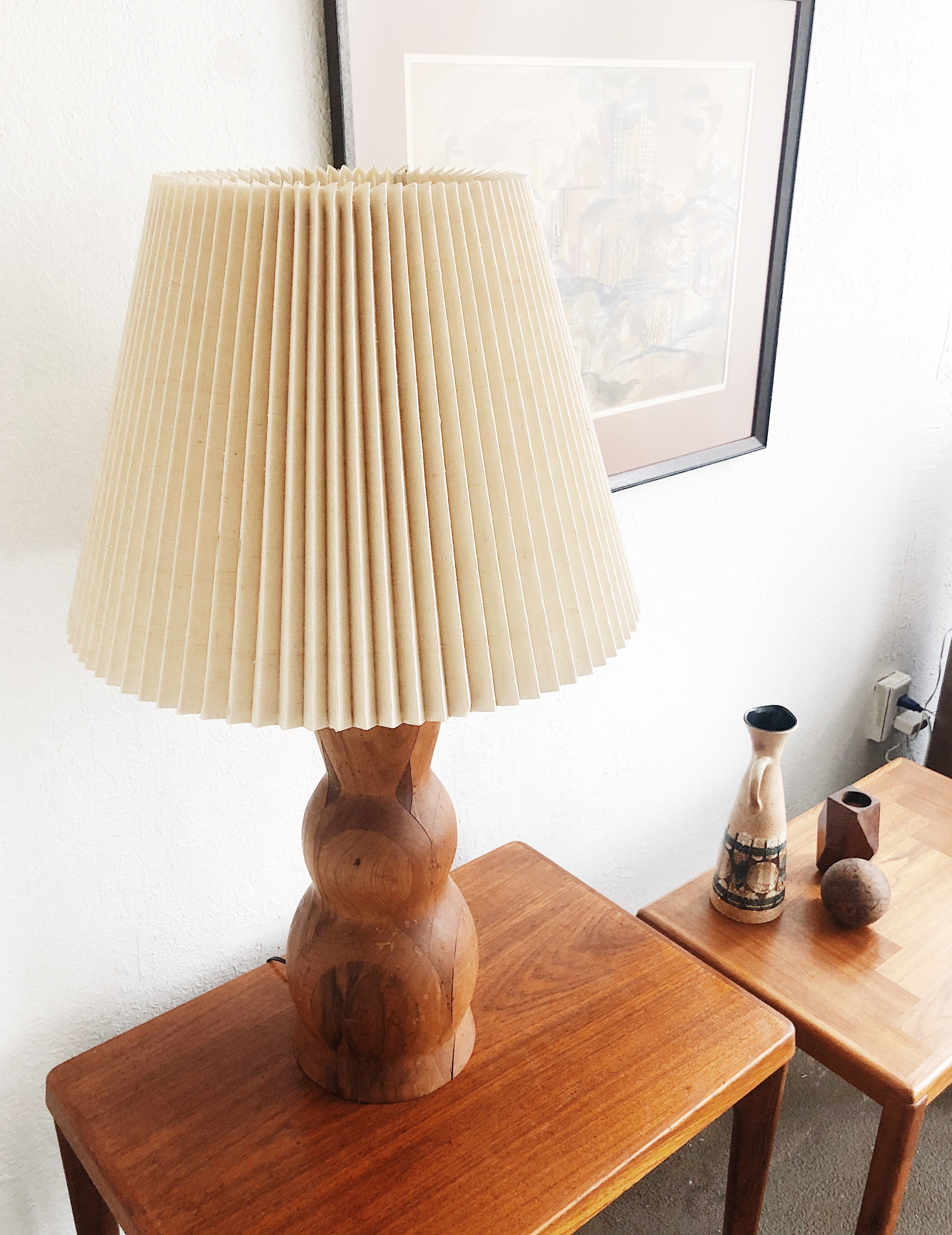 Large Handmade Pieced Wood Lamp