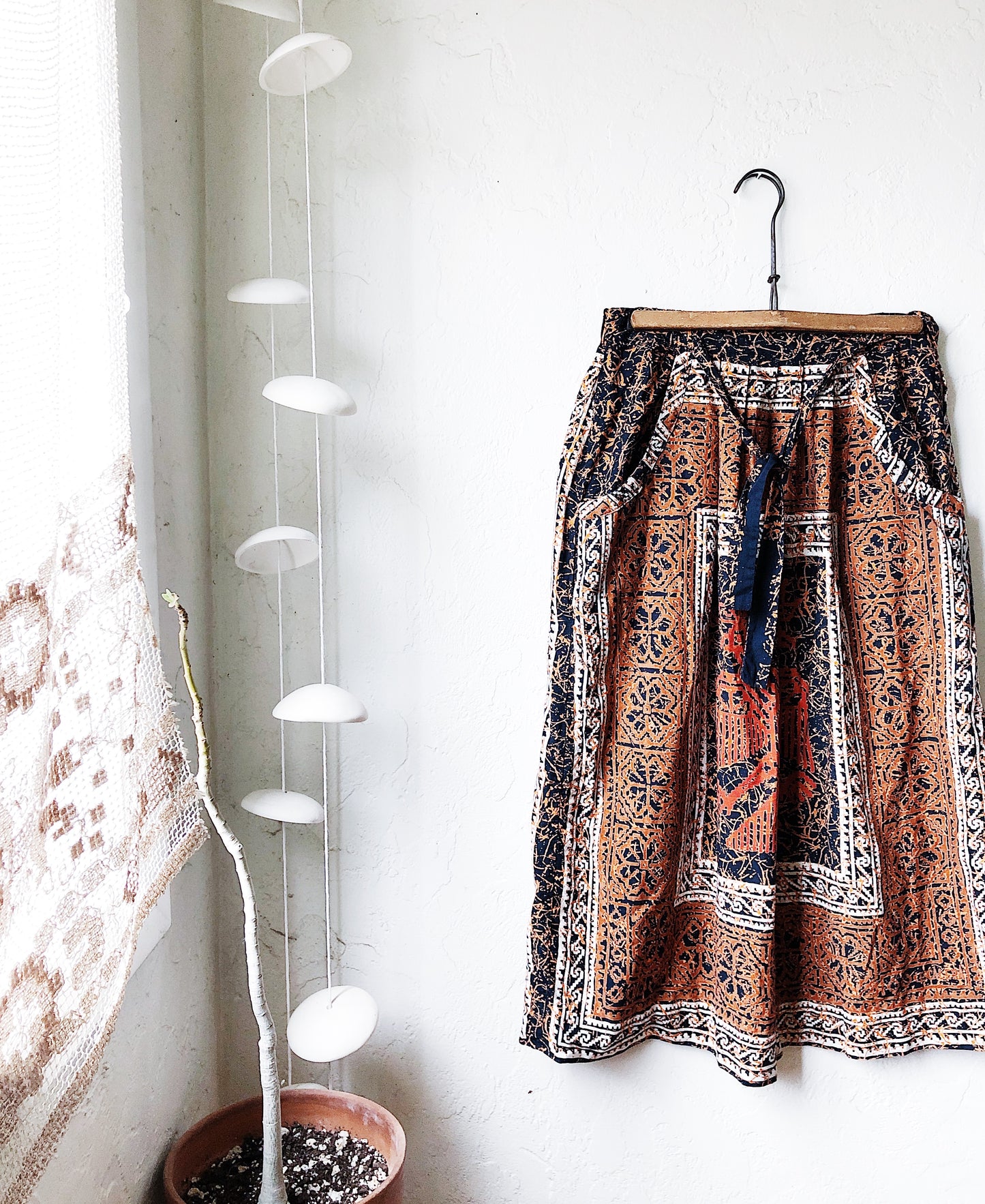 Vintage Hand Painted Batik Folk Skirt