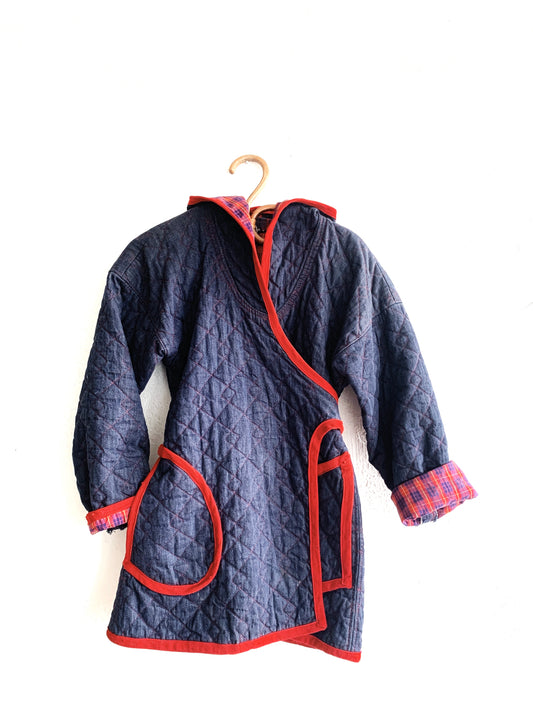 Handmade Quilted Denim Wrap Jacket