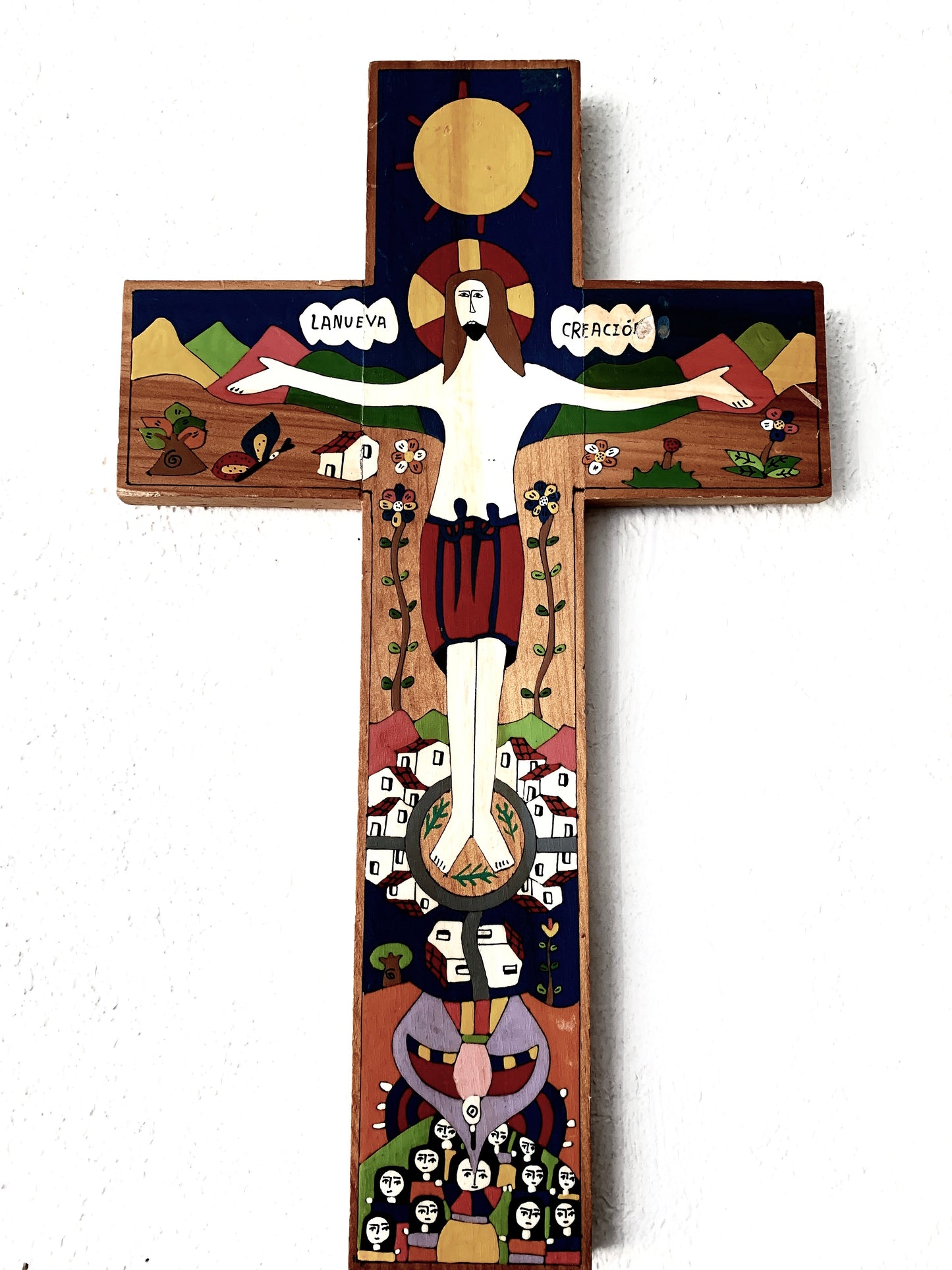 Hand Painted Folk Art Cross